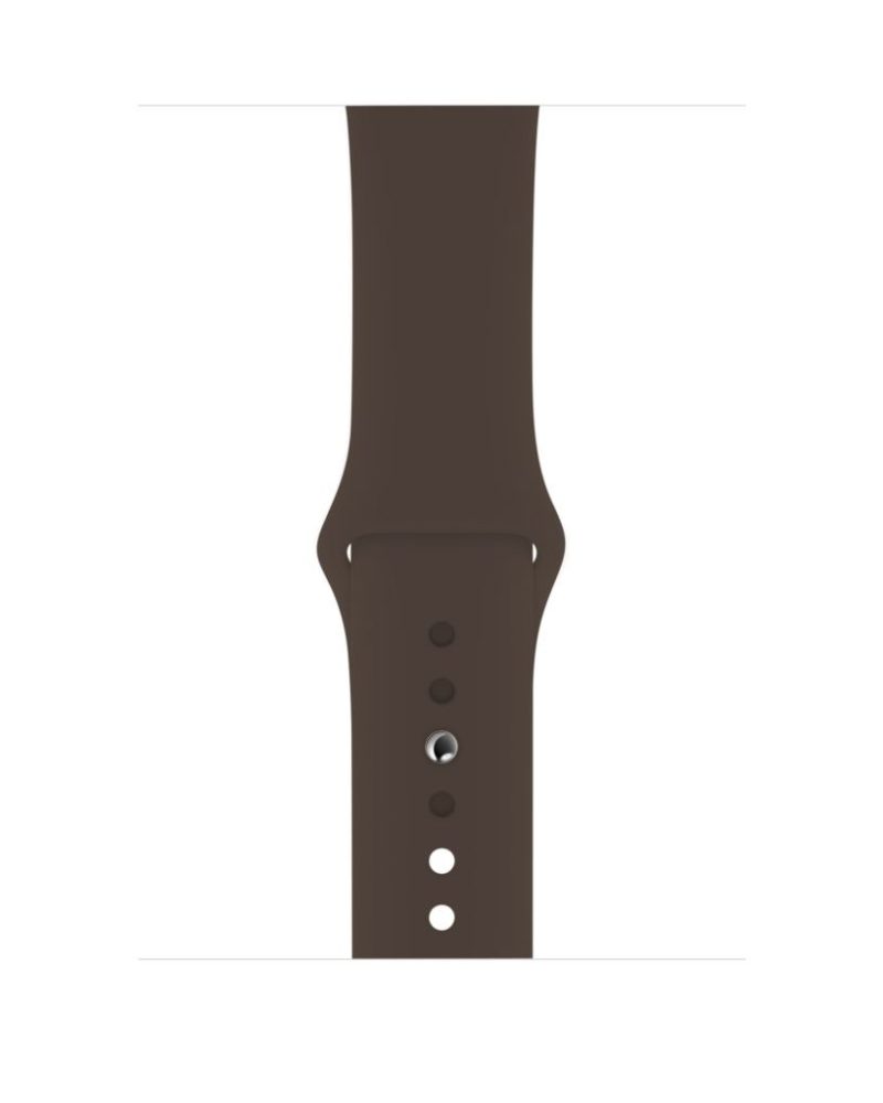 Cocoa brown silicone Apple Watch sport band with pin buckle closure