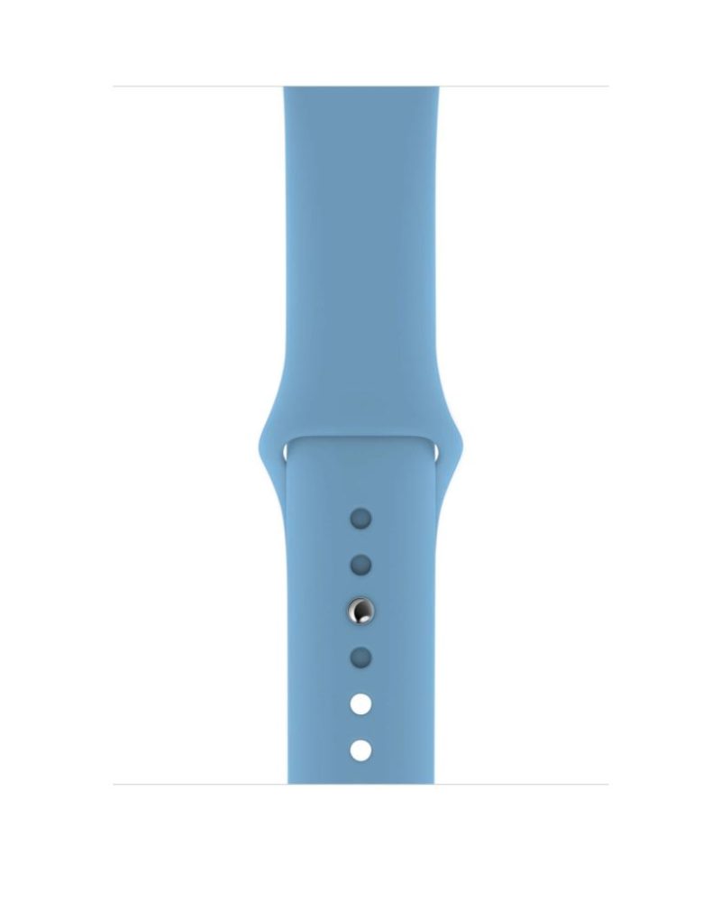 Cornflower blue silicone Apple Watch sport band with adjustment holes