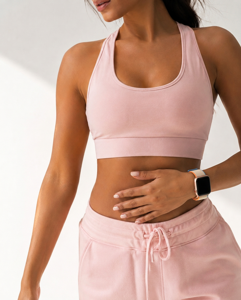 Model wearing Cream Sport Loop For Apple Watch Apple Watch band