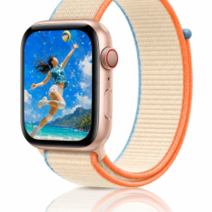 Model wearing Cream Sport Loop For Apple Watch Apple Watch band