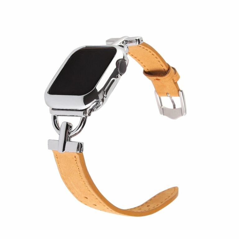 Dakota Hybrid Steel Leather Band for Apple Watch in Silver and Brown