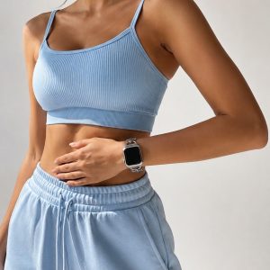 Model wearing Dakota Hybrid Steel Leather Band for Apple Watch in Silver and Brown Leather Apple Watch band