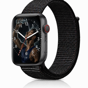 Model wearing Dark Black Sport Loop For Apple Watch Apple Watch band