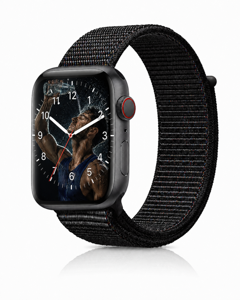 Model wearing Dark Black Sport Loop For Apple Watch Apple Watch band