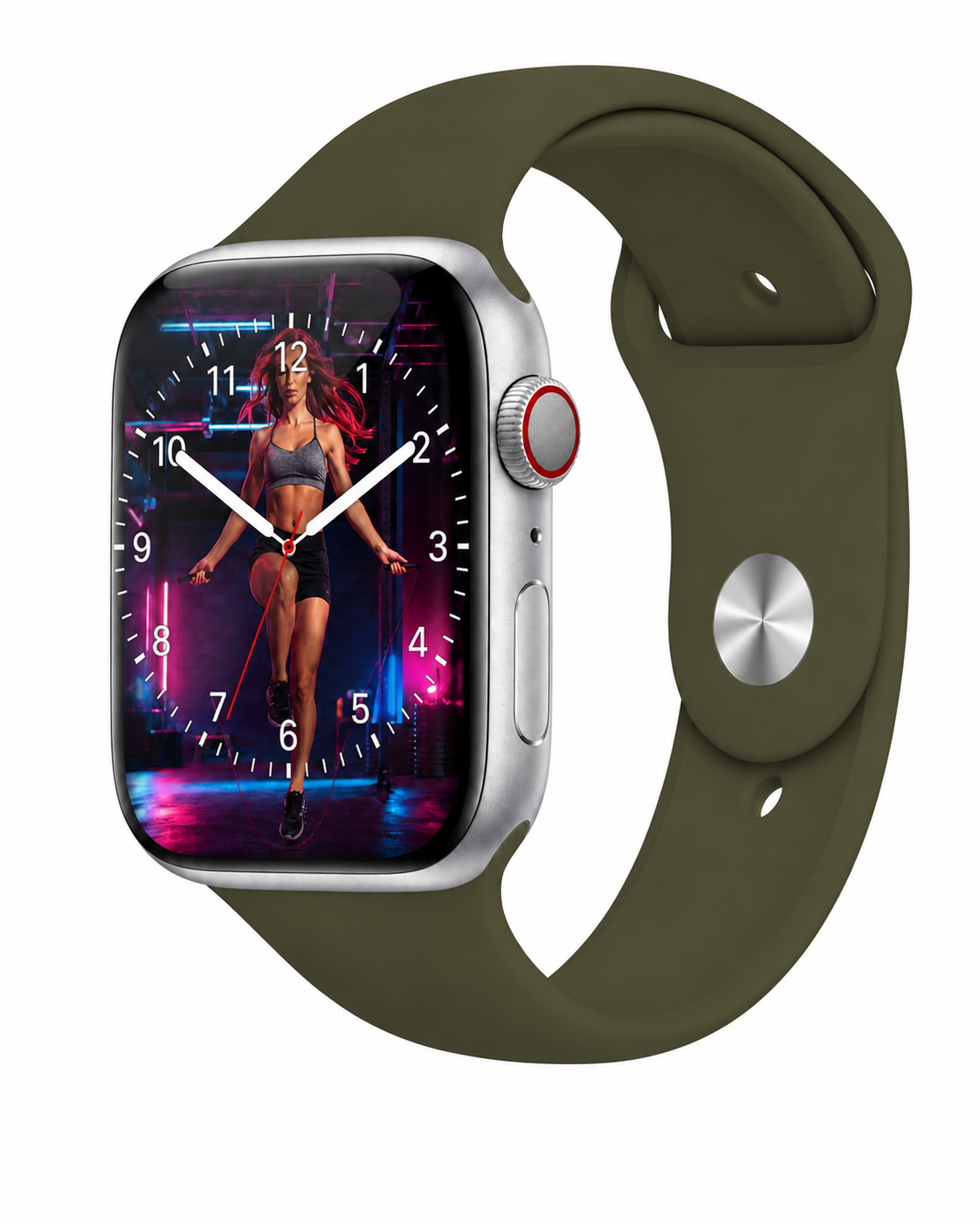 Model wearing Dark Olive Sport Band for Apple Watch Apple Watch band