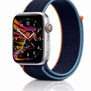 Model wearing Deep Navy Sport Loop For Apple Watch Apple Watch band