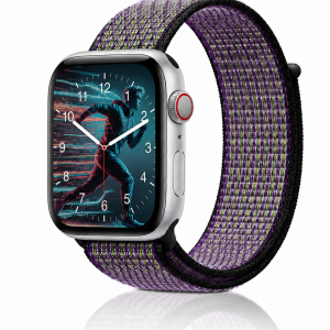 Model wearing Desert Sand Sport Loop For Apple Watch Apple Watch band