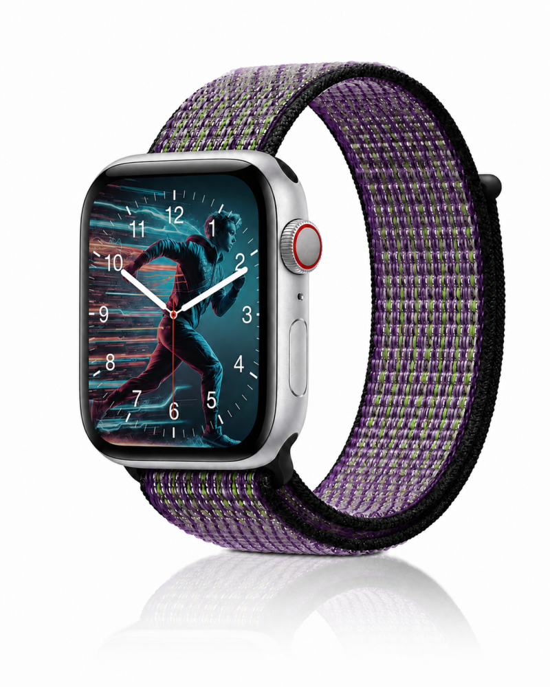 Model wearing Desert Sand Sport Loop For Apple Watch Apple Watch band