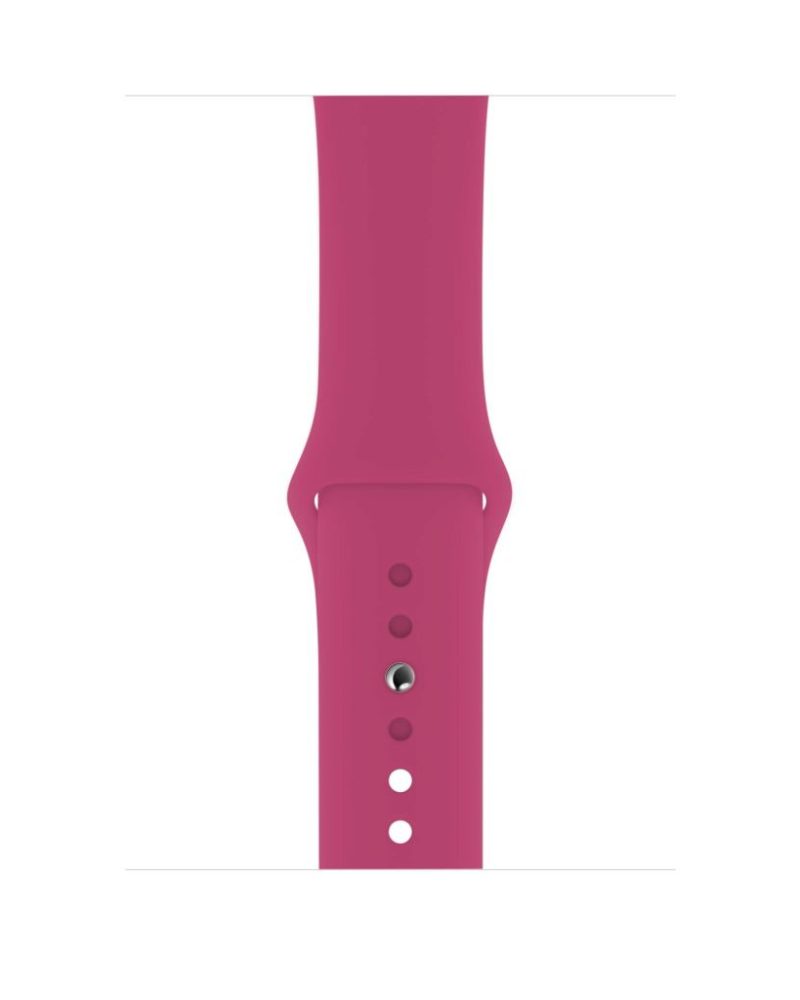 Dragonfruit pink silicone Apple Watch sport band with silver buckle clasp