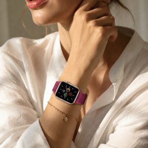 Model wearing Dragon Fruit Sport Loop For Apple Watch Apple Watch band