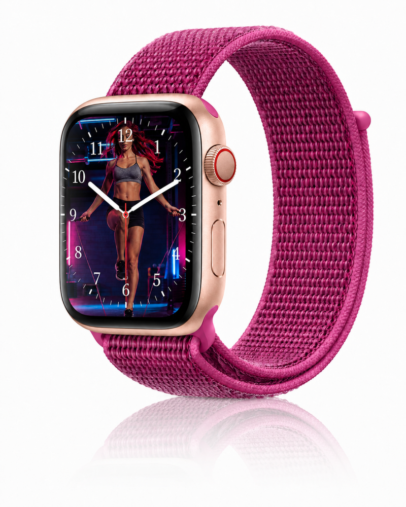 Model wearing Dragon Fruit Sport Loop For Apple Watch Apple Watch band