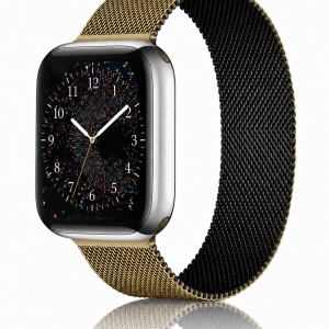 Model wearing Duo Gold Black Milanese Loop For Apple Watch Apple Watch band