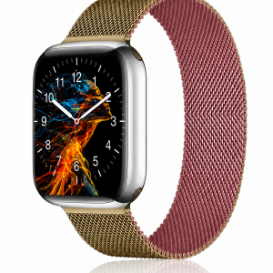 Model wearing Duo Gold Pink Milanese Loop For Apple Watch Apple Watch band