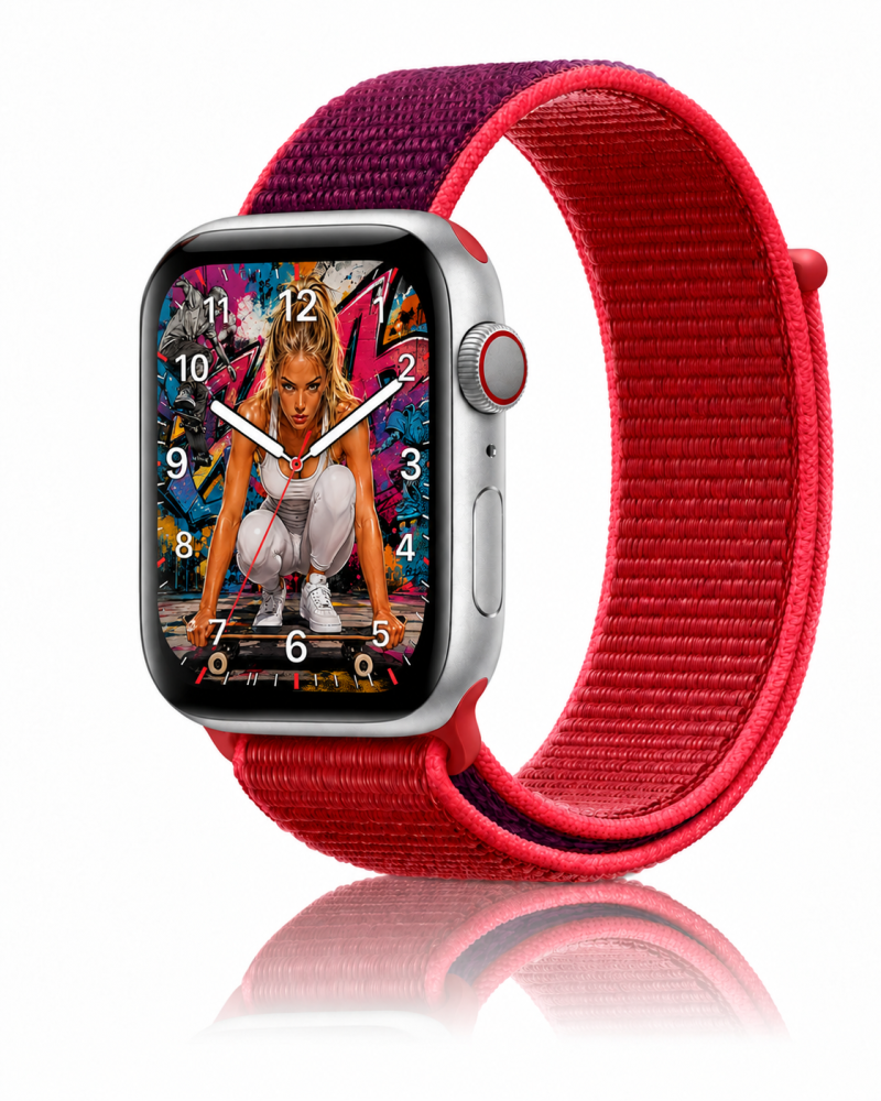 Model wearing Edition Red Sport Loop For Apple Watch Apple Watch band