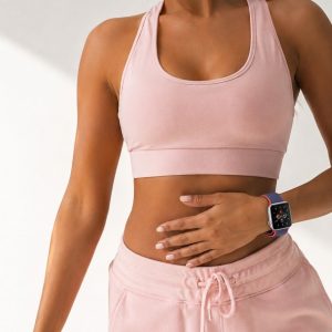 Model wearing Electric Pink Sport Loop For Apple Watch Apple Watch band