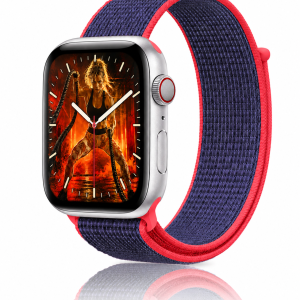 Model wearing Electric Pink Sport Loop For Apple Watch Apple Watch band