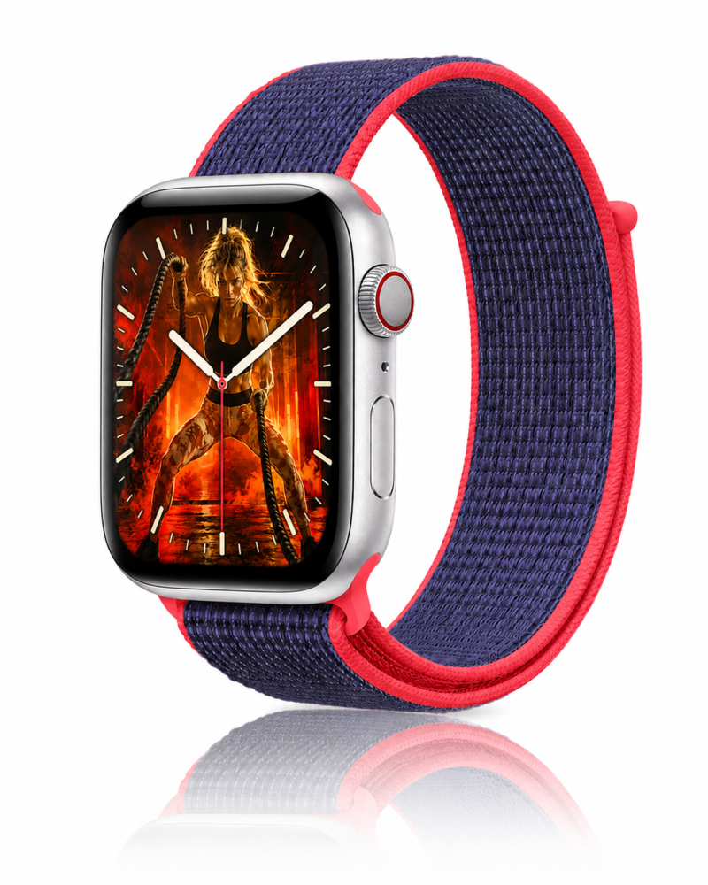 Model wearing Electric Pink Sport Loop For Apple Watch Apple Watch band