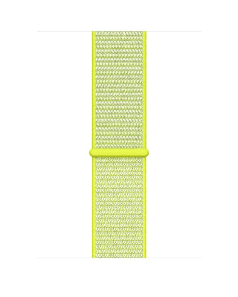 Neon yellow woven nylon Apple Watch Sport Loop band with velcro closure