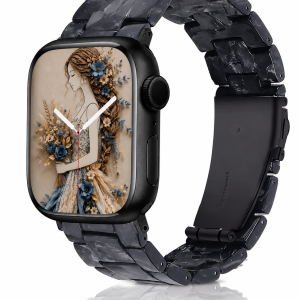 Model wearing Giselle Band for Apple Watch in Black Marble Apple Watch band