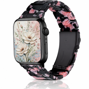 Model wearing Giselle Band for Apple Watch in Black Pink Apple Watch band