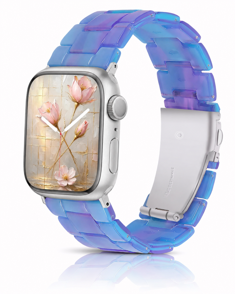 Model wearing Giselle Band for Apple Watch in Blue Phantom Apple Watch band