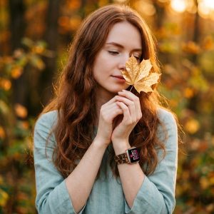 Model wearing Giselle Band for Apple Watch in Leopard Apple Watch band