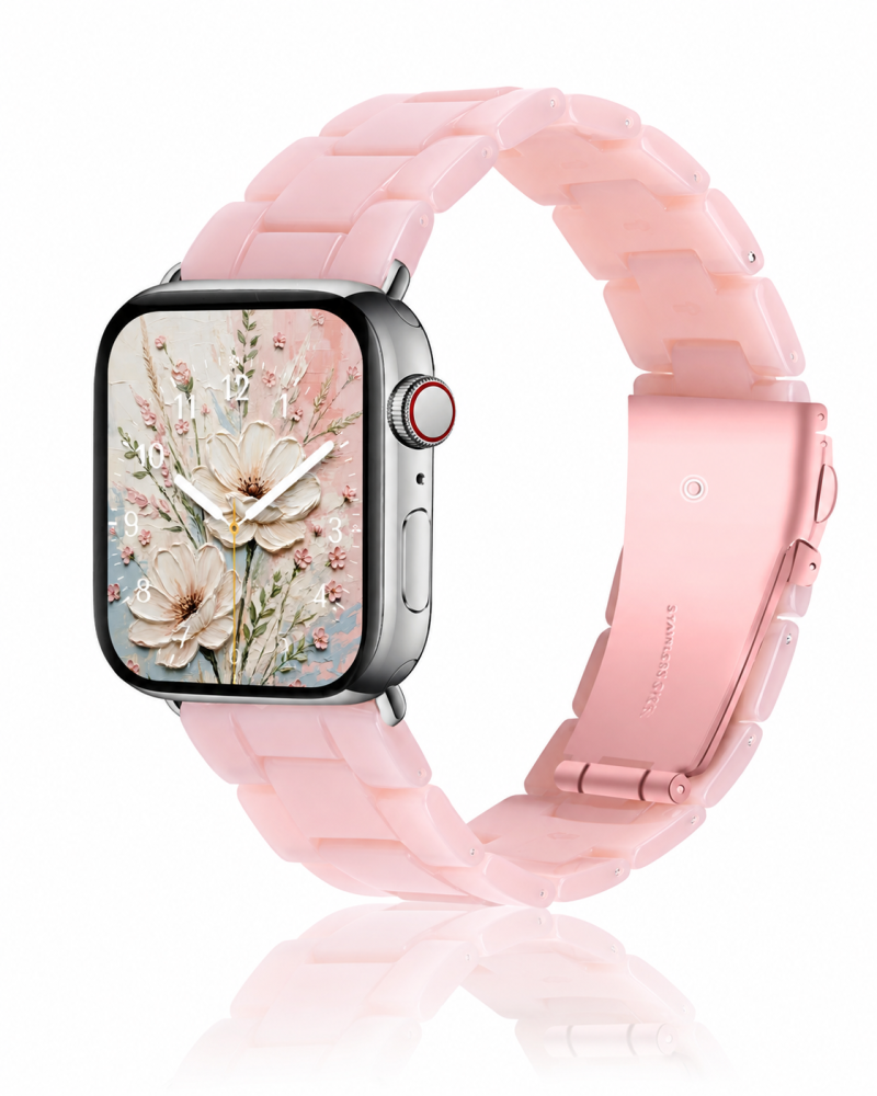 Model wearing Giselle Band for Apple Watch in Pearl Pink Apple Watch band