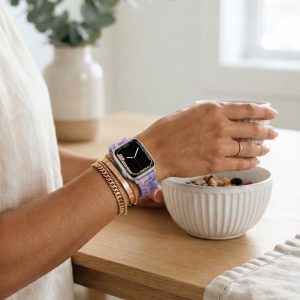 Model wearing Giselle Band for Apple Watch in Purple Essence Apple Watch band