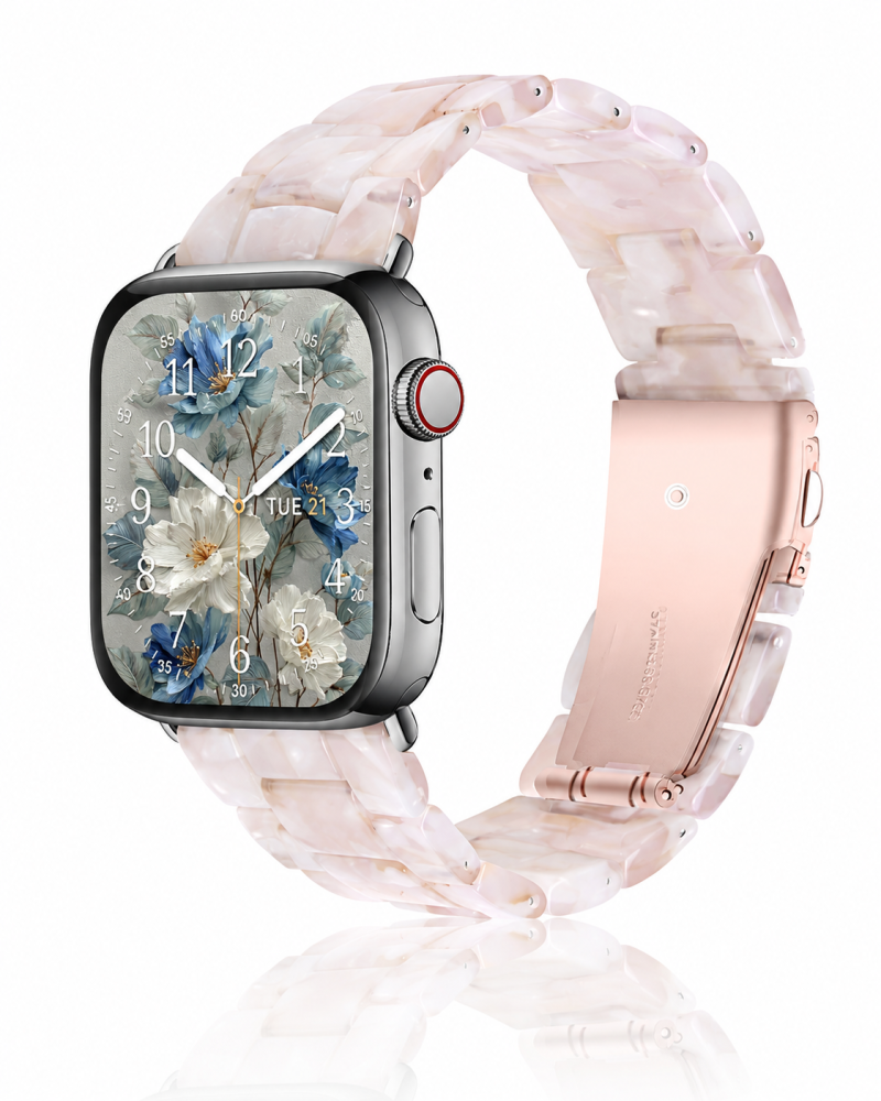 Model wearing Giselle Band for Apple Watch in Rose Quartz Apple Watch band