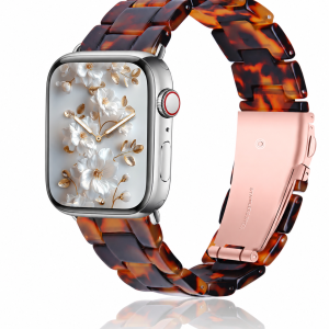 Model wearing Giselle Band for Apple Watch in Tortoiseshell Apple Watch band