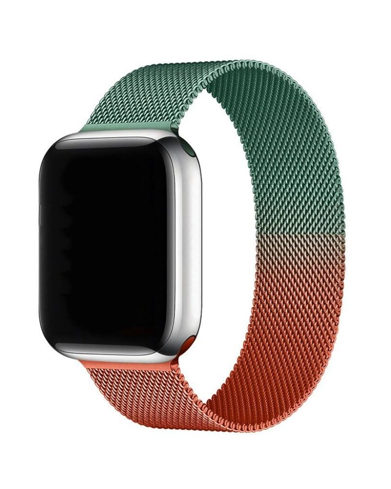 Gradient Orange Light Green Milanese Loop For Apple Watch