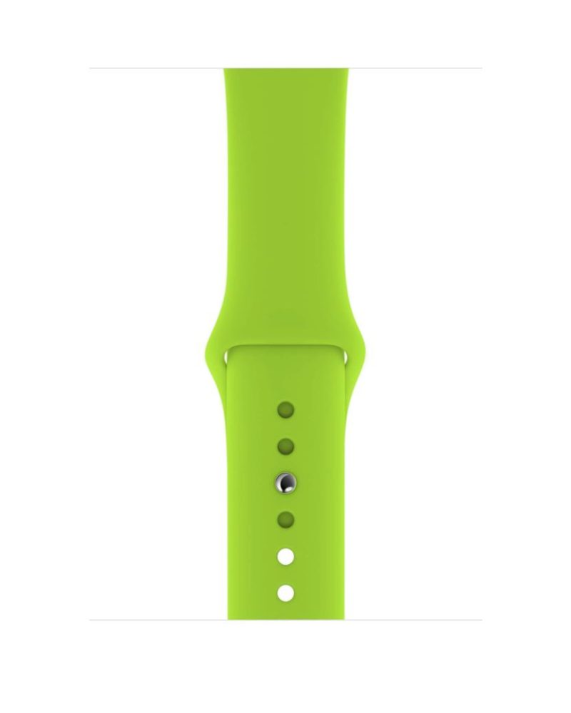 Green silicone Apple Watch sport band in bright lime green with pin buckle