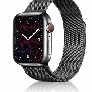 Model wearing Gun Metal Milanese Loop for Apple Watch Apple Watch band