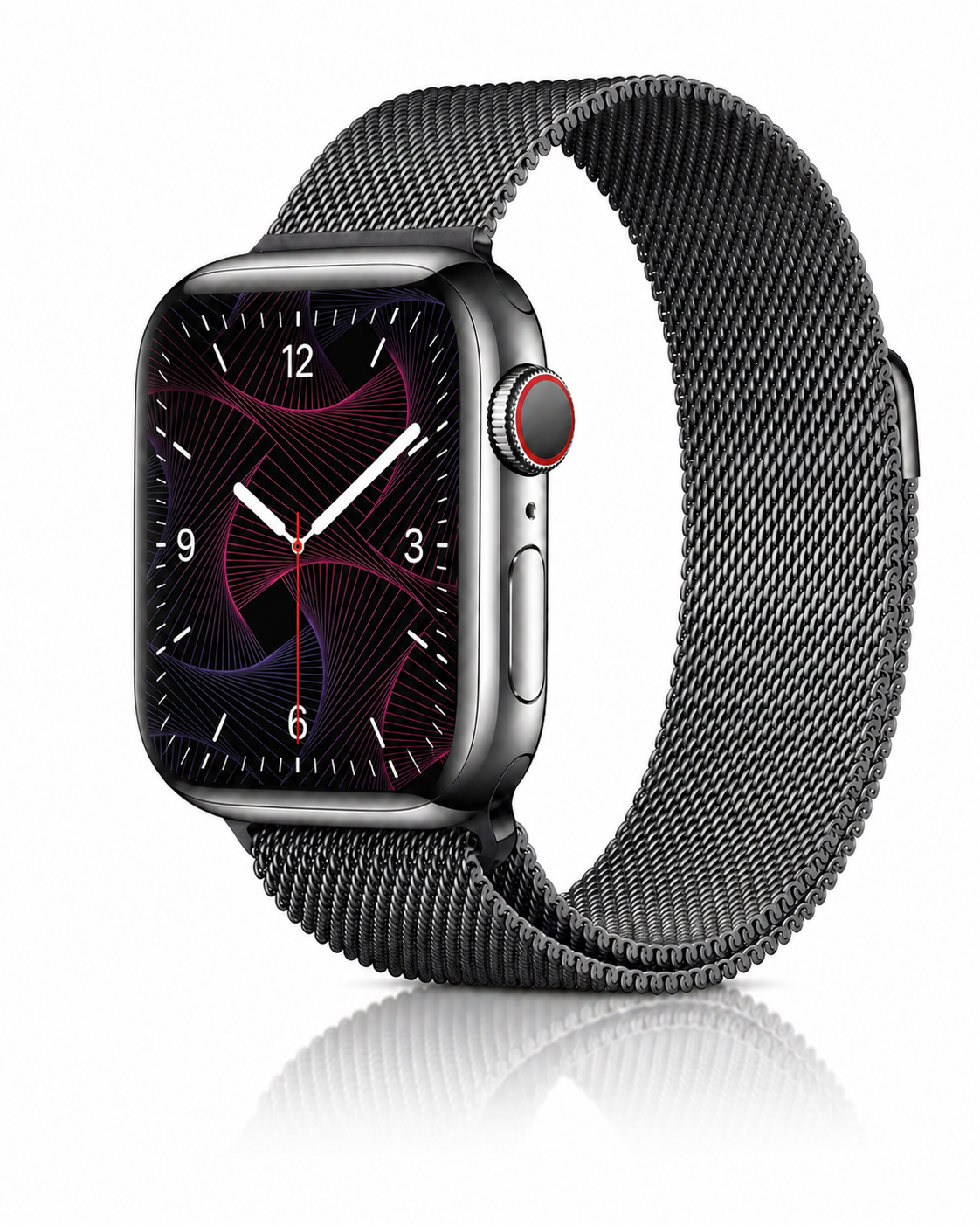 Model wearing Gun Metal Milanese Loop for Apple Watch Apple Watch band