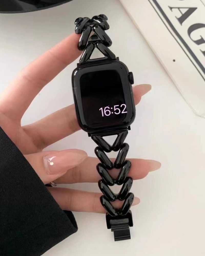 Herringbone Stainless Steel Band for the Apple Watch in Black
