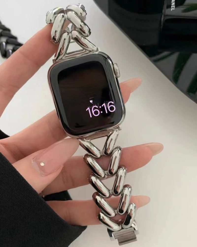 Herringbone Stainless Steel Band for the Apple Watch in Silver