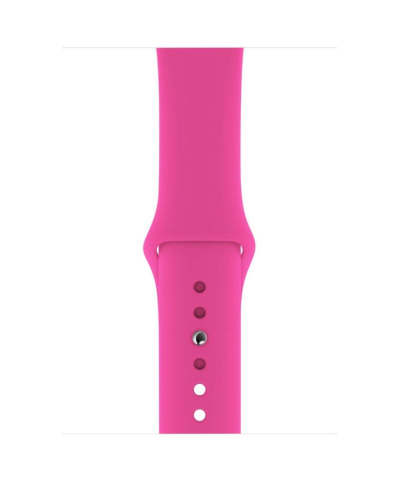 Hot pink silicone Apple Watch sport band with pin buckle closure