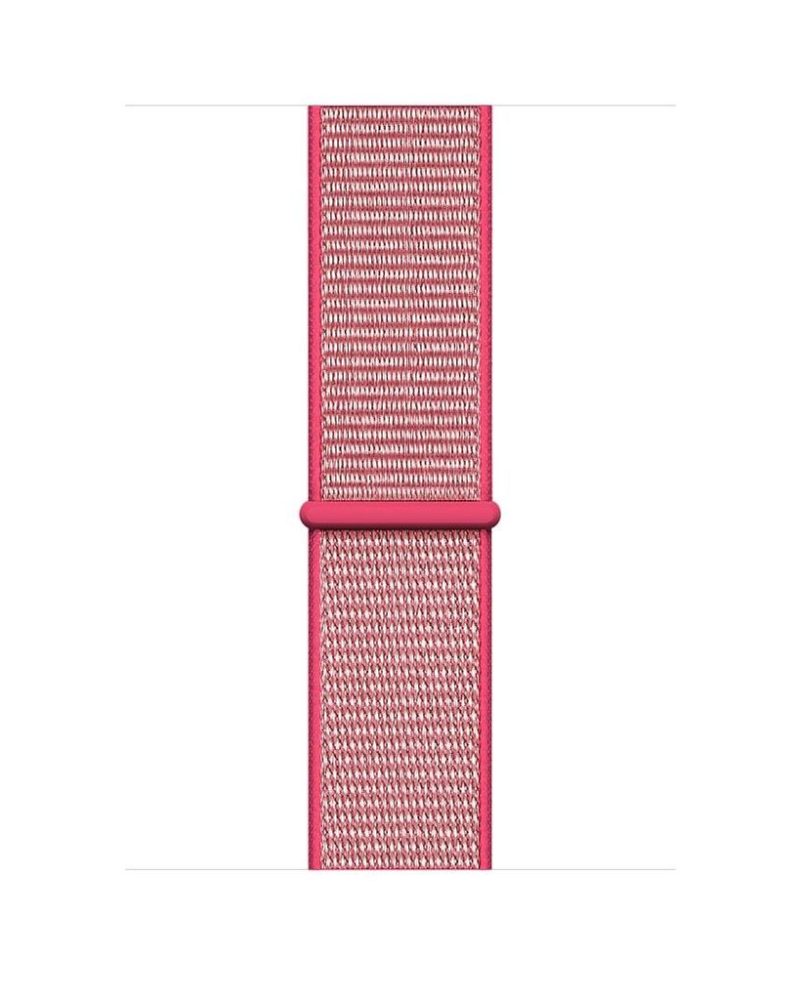 Hot pink woven nylon Sport Loop Apple Watch band with loop closure