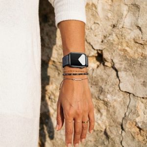 Model wearing Hyper Grape Sport Loop For Apple Watch Apple Watch band