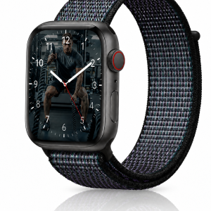 Model wearing Hyper Grape Sport Loop For Apple Watch Apple Watch band