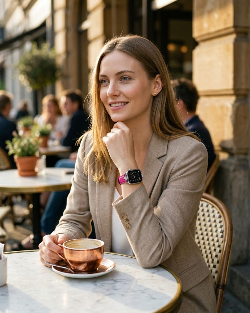 Alternative view of Sophia Leather Strap for Apple Watch - Crimson
