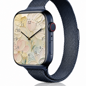 Model wearing Indigo Blue Aurora Slim Milanese Band for Apple Watch Apple Watch band
