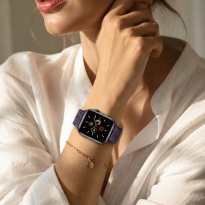 Model wearing Indigo Sport Loop For Apple Watch Apple Watch band