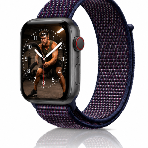 Model wearing Indigo Sport Loop For Apple Watch Apple Watch band