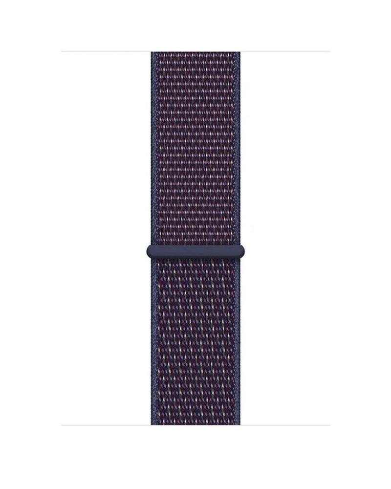 Indigo woven nylon Sport Loop Apple Watch band with hook-and-loop fastener