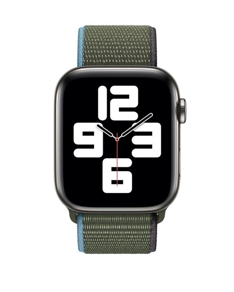 Inverness green woven nylon Sport Loop band for Apple Watch with hook-and-loop closure