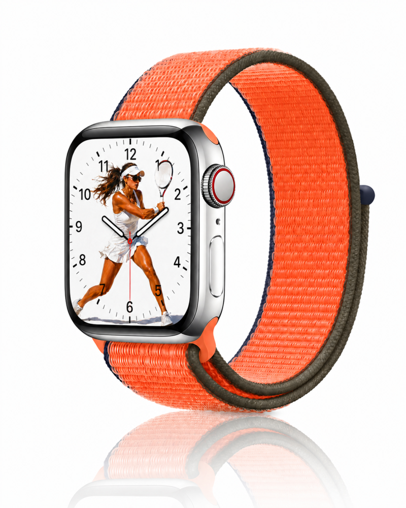 Model wearing Kumquat Sport Loop For Apple Watch Apple Watch band