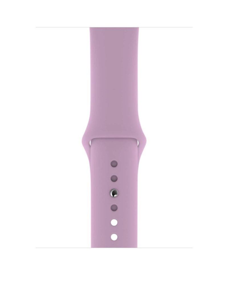Lavender silicone Apple Watch sport band with pin buckle closure