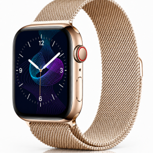 Model wearing Light Gold Milanese Loop for Apple Watch Apple Watch band