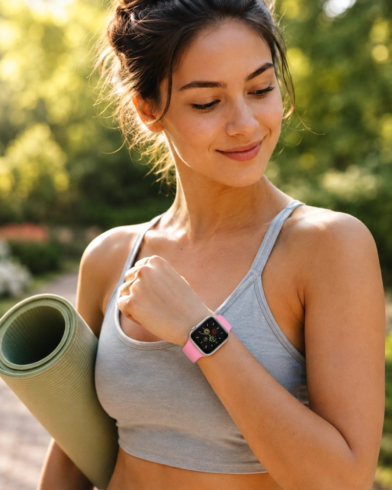 Model wearing Light Pink Sport Band for Apple Watch Apple Watch band